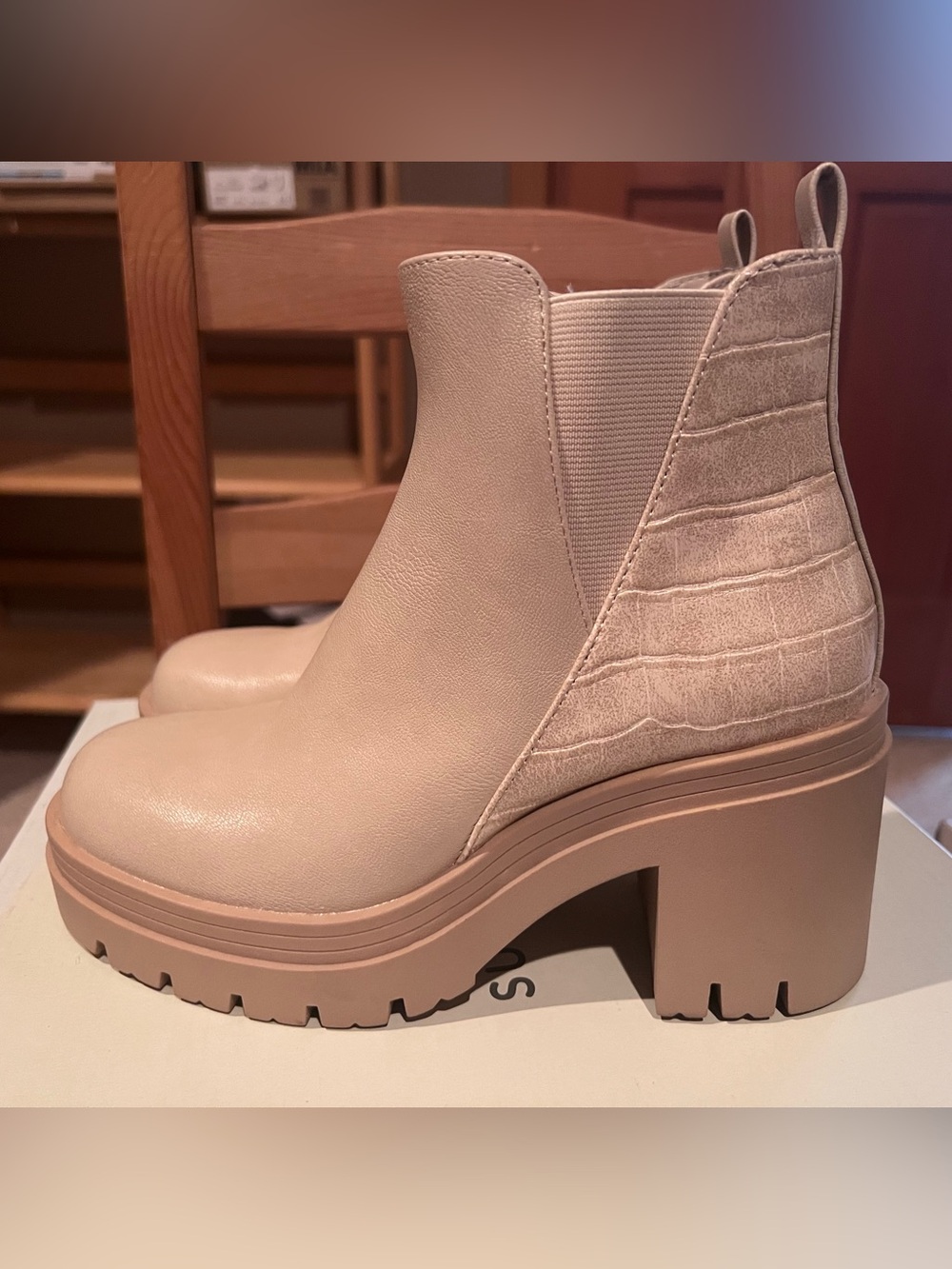 Sun + Stone Taupe Platform Chelsea Ankle Boot